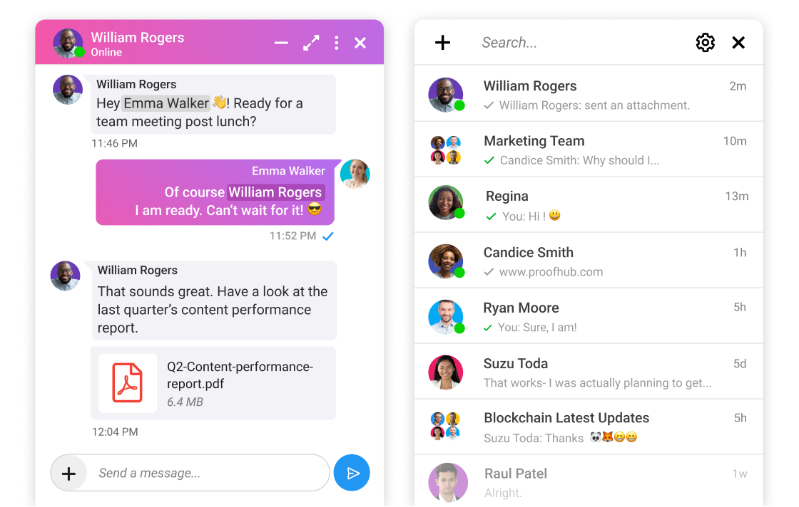 ProofHub’s chat for effective agile team communication