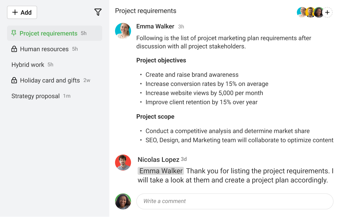 Exchange creative event ideas with ProofHub’s discussion feature