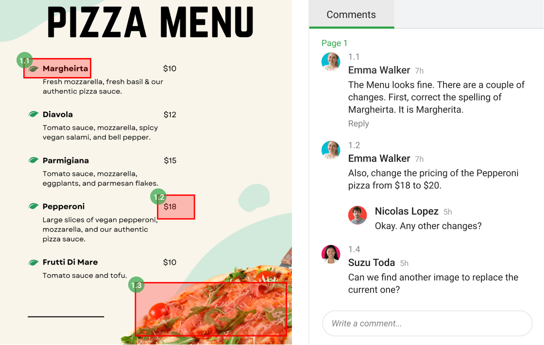 Online proofing feature for constructive feedback and assessment