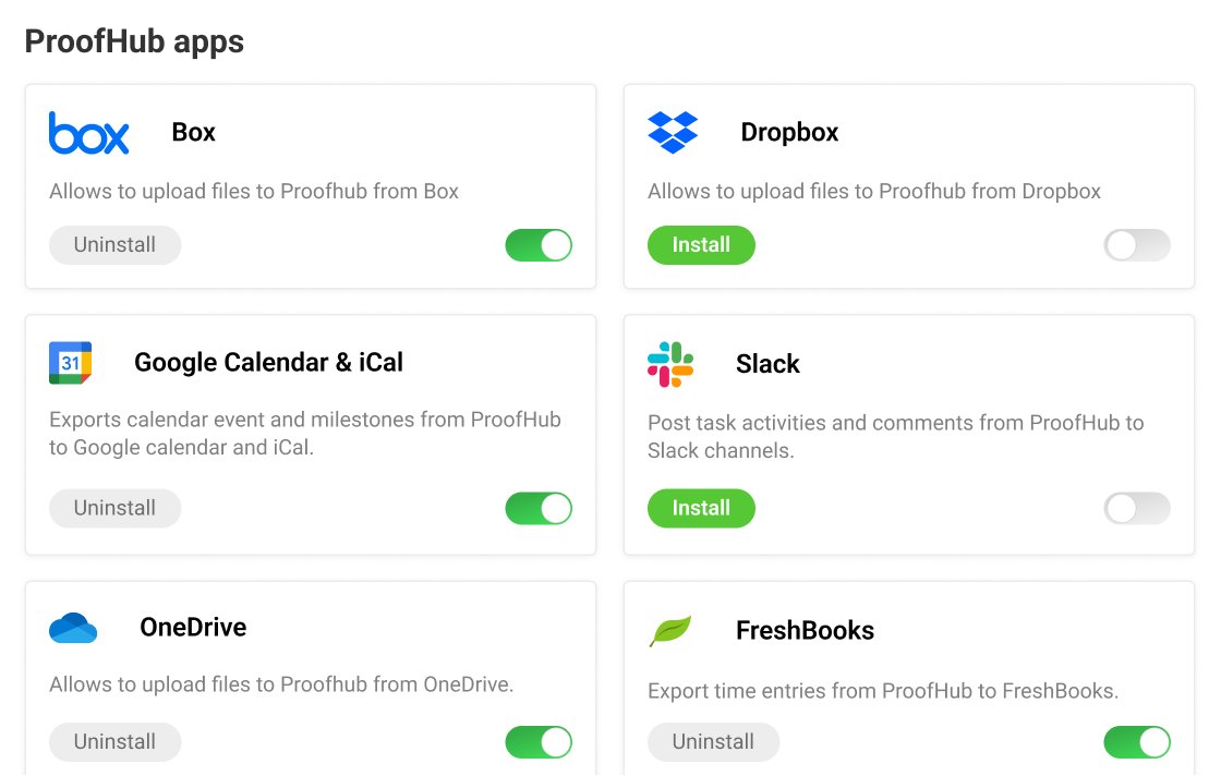 Connect with various tools with ProofHub’s integration
