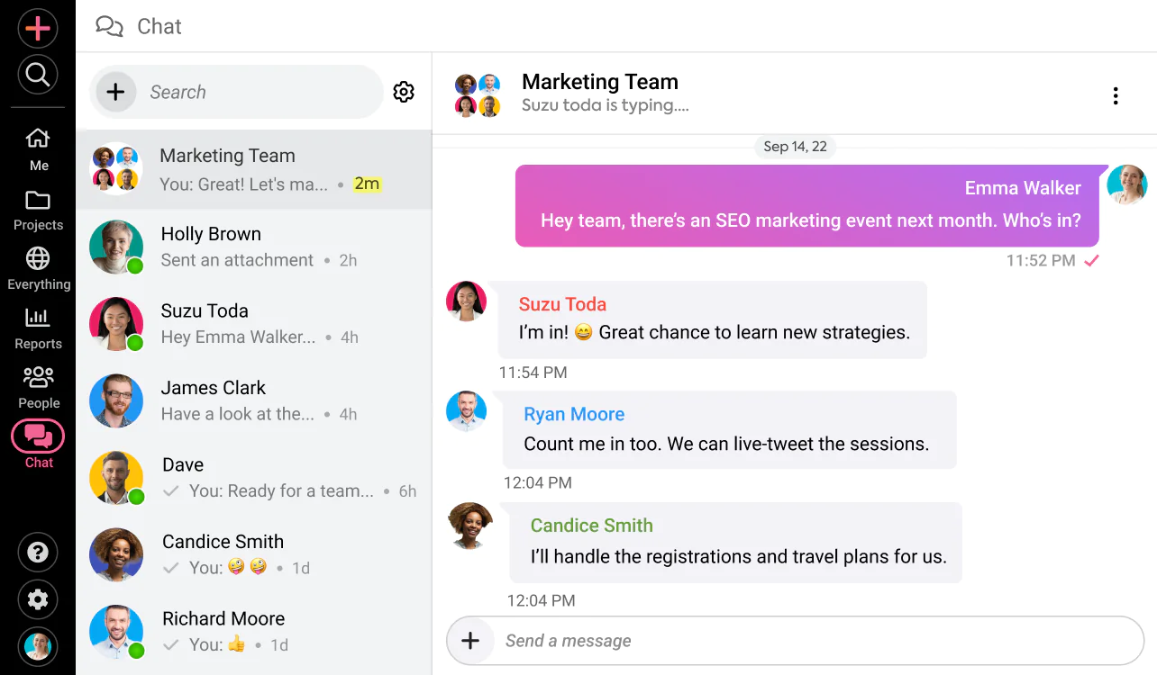 ProofHub’s chat for internal and external communication