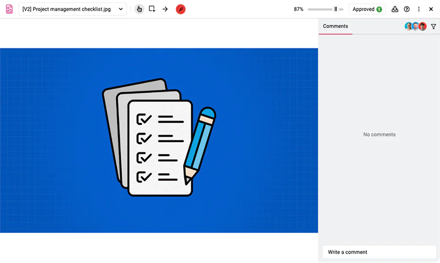 Screenshot approve the final version of file in proofing software