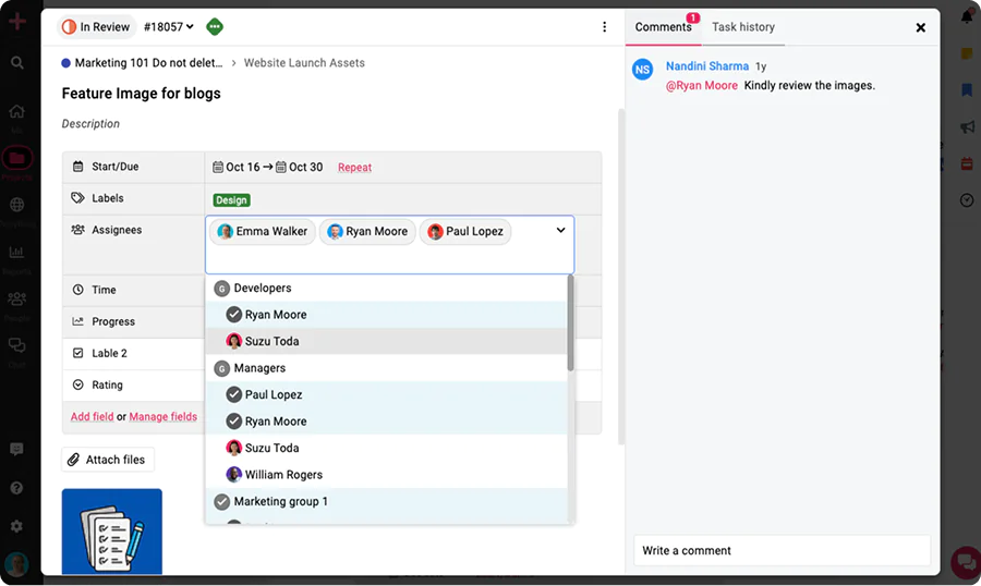 Screenshot of share and assign file in proofing software