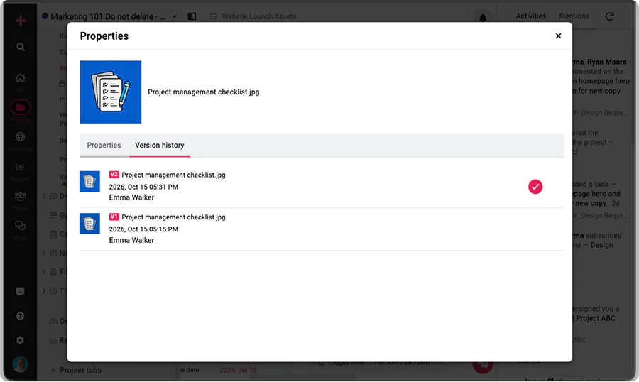 Screenshot of submit a new version of file in proofing software