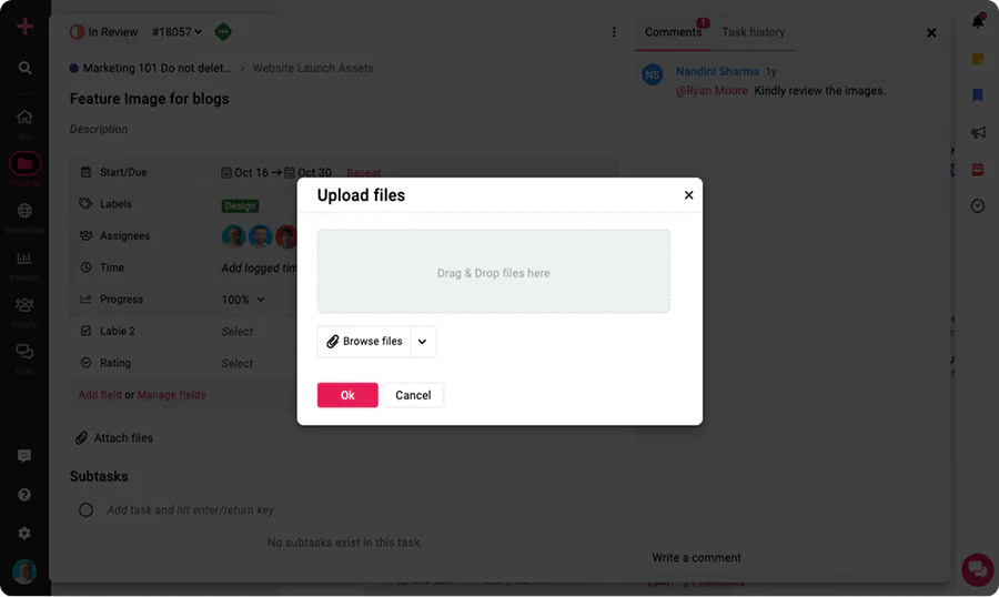 Screenshot of upload file in proofing software